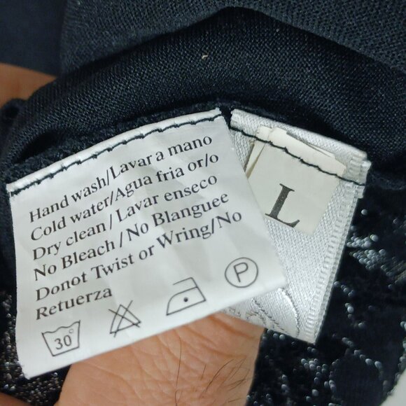 Black Cat Fashion Silk Blend Metallic Lace Midi Dress L Grunge - Picture 9 of 12